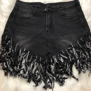 Ladies Fringed Jean Shorts